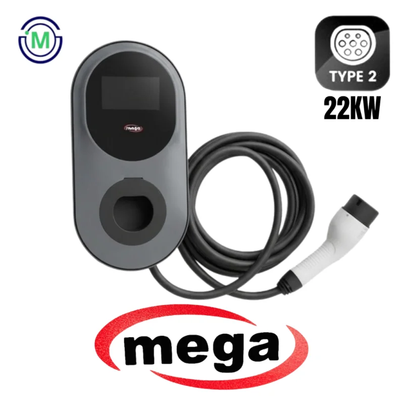 S-MEGA 22kW Type 2 Wallbox – 32A Three-Phase, IP65