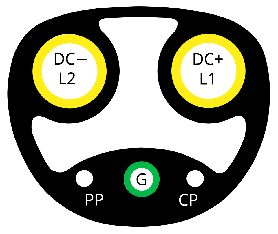 Accurate front-view technical diagram of the US Tesla NACS connector